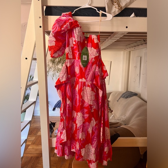 FARM RIO Dew Drop Floral Red Midi Dress, New with tags - Picture 4 of 4